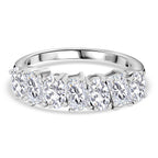 Moissanite 7 Stone Ring in Rhodium Overlay Sterling Silver 1.56 Ct