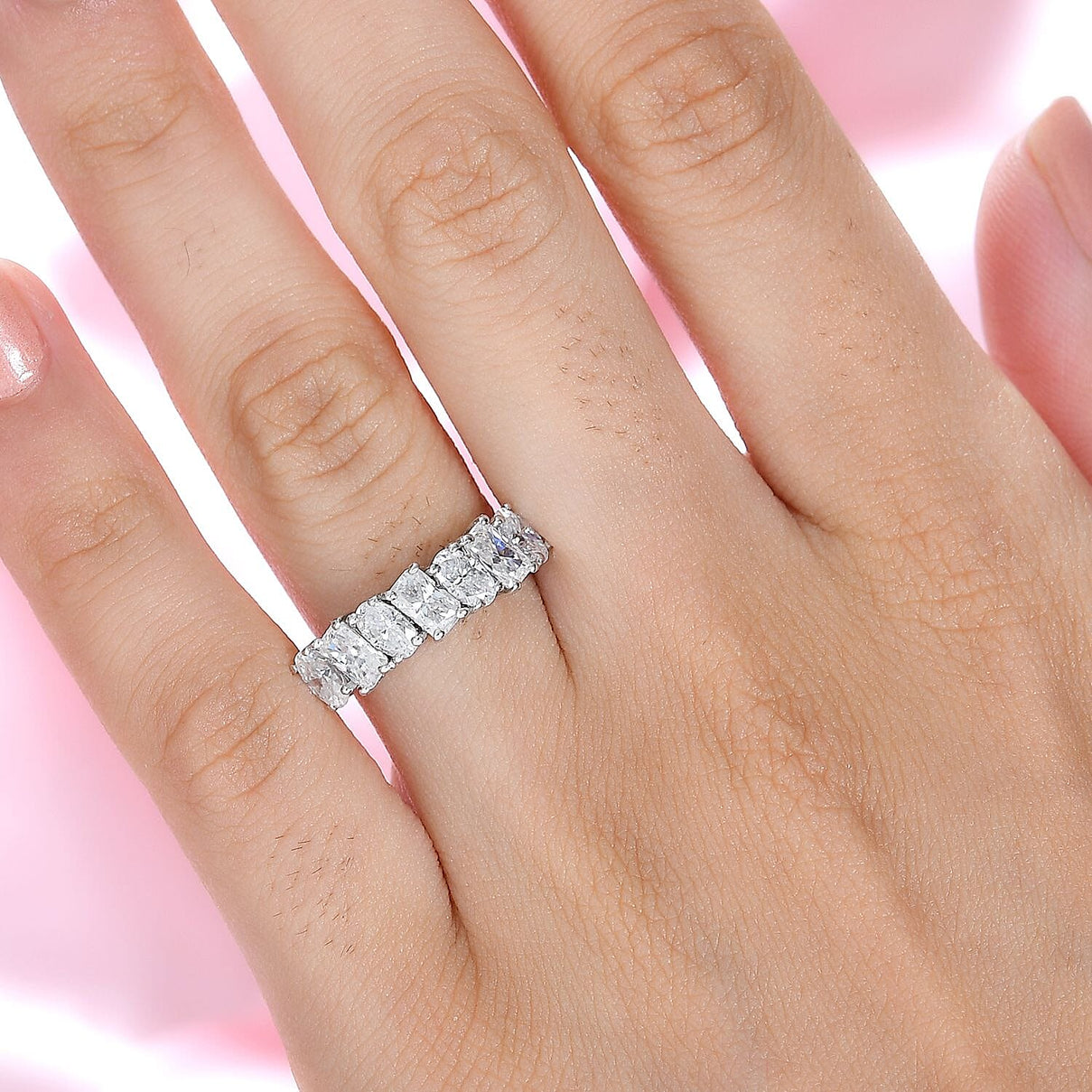 Moissanite 7 Stone Ring in Rhodium Overlay Sterling Silver 1.56 Ct 7802541 2