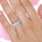 Moissanite 7 Stone Ring in Rhodium Overlay Sterling Silver 1.56 Ct