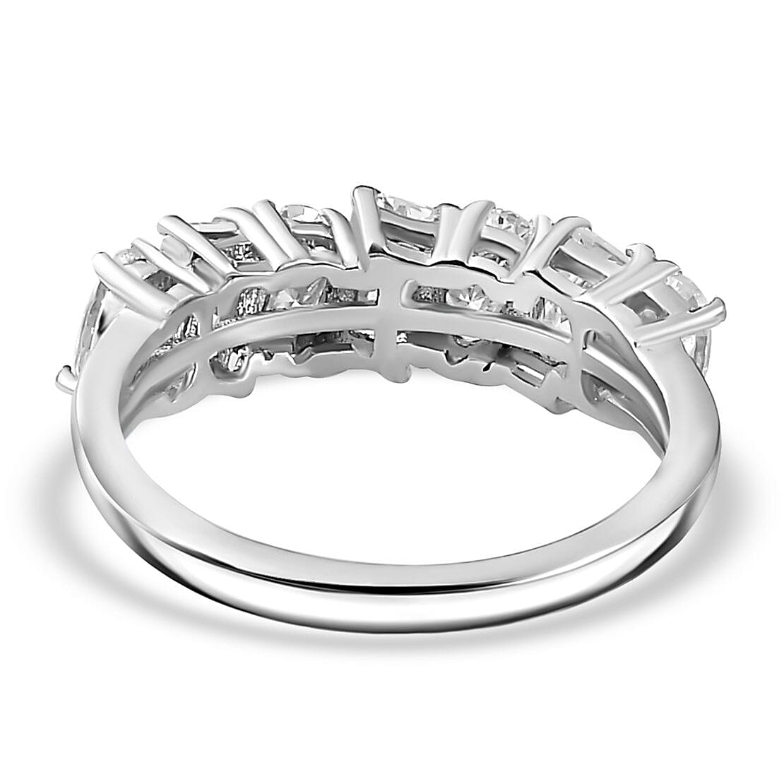 Moissanite 7 Stone Ring in Rhodium Overlay Sterling Silver 1.56 Ct 7802541 4