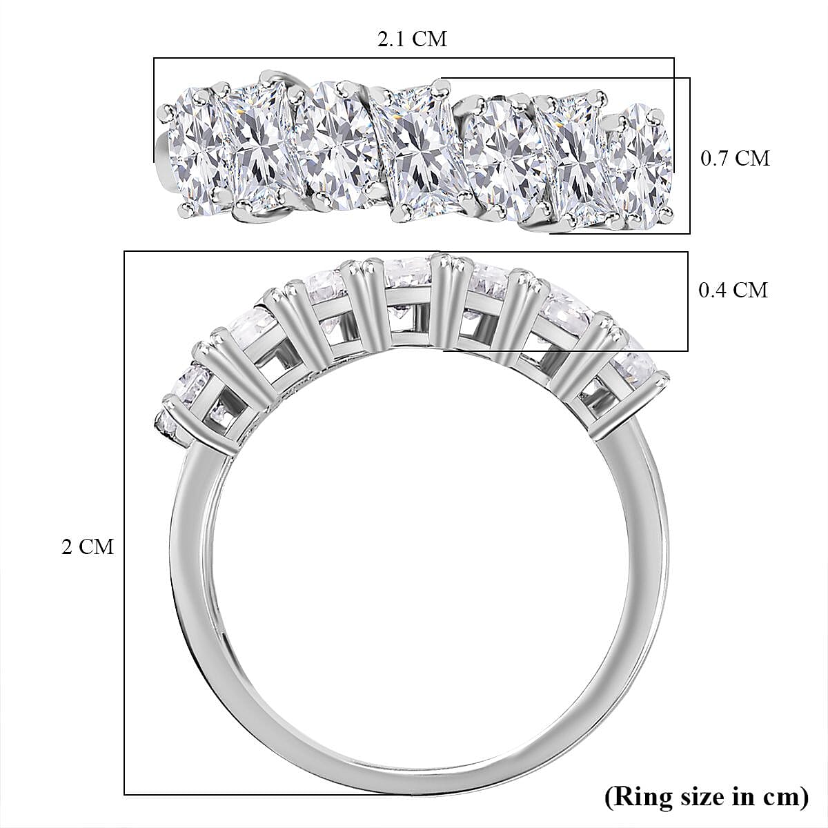 Moissanite 7 Stone Ring in Rhodium Overlay Sterling Silver 1.56 Ct 7802541 5