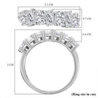 Moissanite 7 Stone Ring in Rhodium Overlay Sterling Silver 1.56 Ct