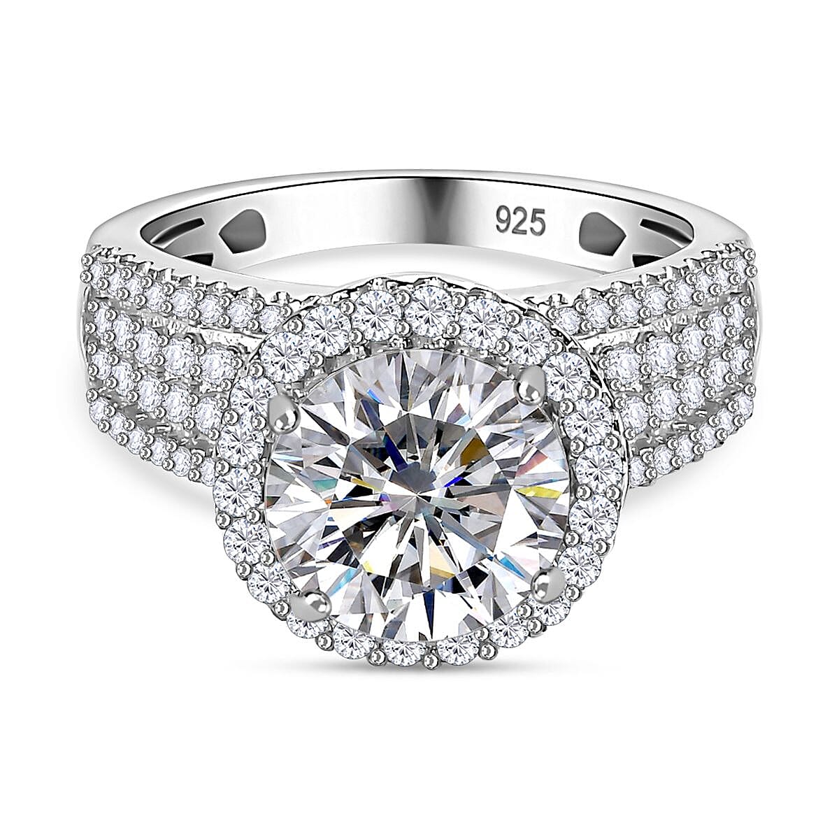 The North Star Moissanite Halo Ring in Platinum Overlay Sterling Silver 3.615  Ct. 7793927 0