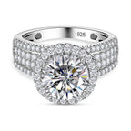 ELYSIUM HARMONY Moissanite Halo Ring in Rhodium Overlay Sterling Silver 3.62  Ct.