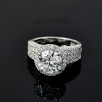 ELYSIUM HARMONY Moissanite Halo Ring in Rhodium Overlay Sterling Silver 3.62  Ct.