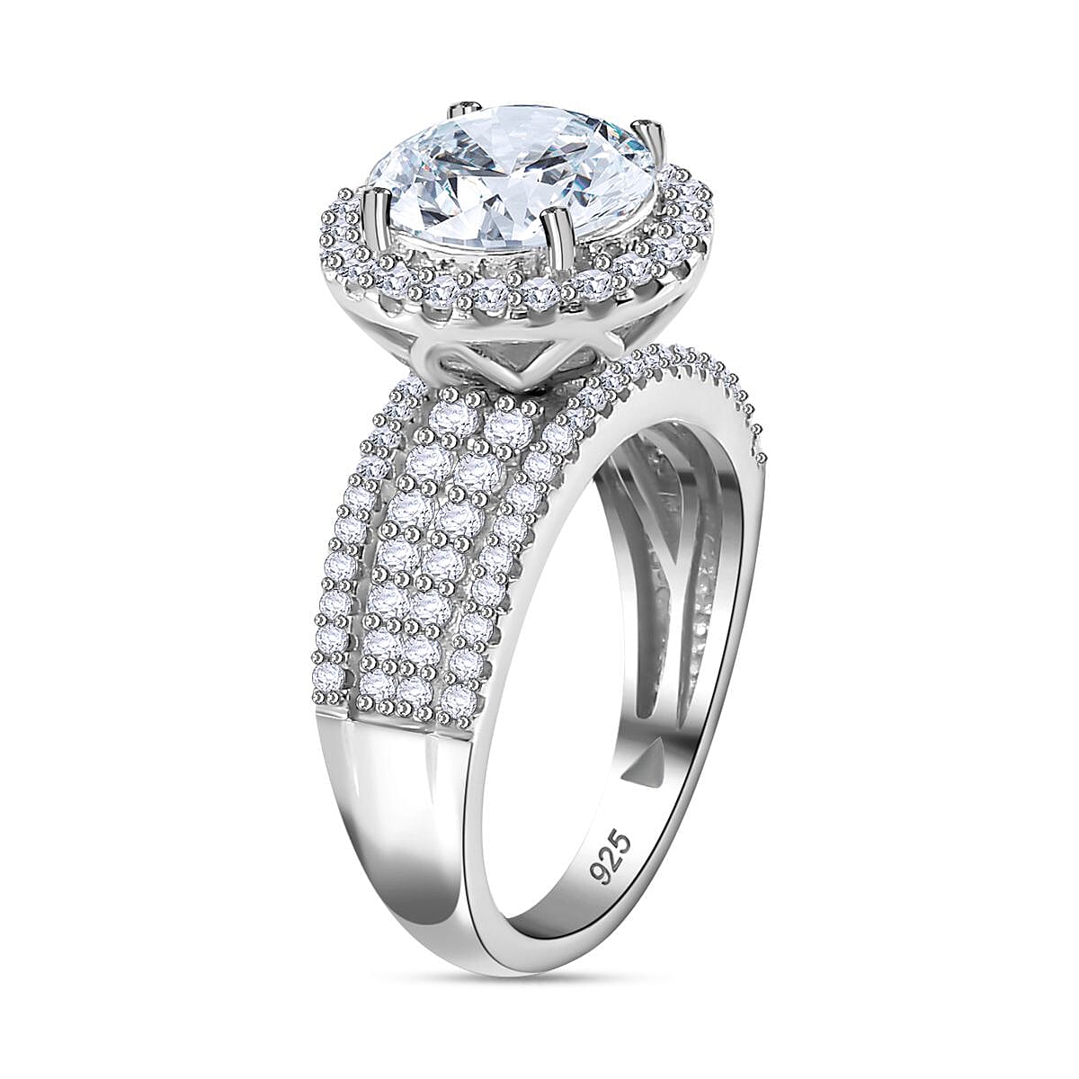 The North Star Moissanite Halo Ring in Platinum Overlay Sterling Silver 3.615  Ct. 7793927 4