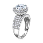 ELYSIUM HARMONY Moissanite Halo Ring in Rhodium Overlay Sterling Silver 3.62  Ct.