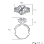 ELYSIUM HARMONY Moissanite Halo Ring in Rhodium Overlay Sterling Silver 3.62  Ct.