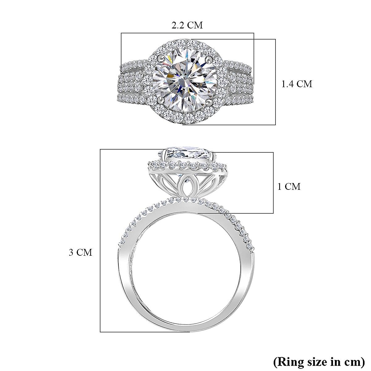 The North Star Moissanite Halo Ring in Platinum Overlay Sterling Silver 3.615  Ct. 7793927 6