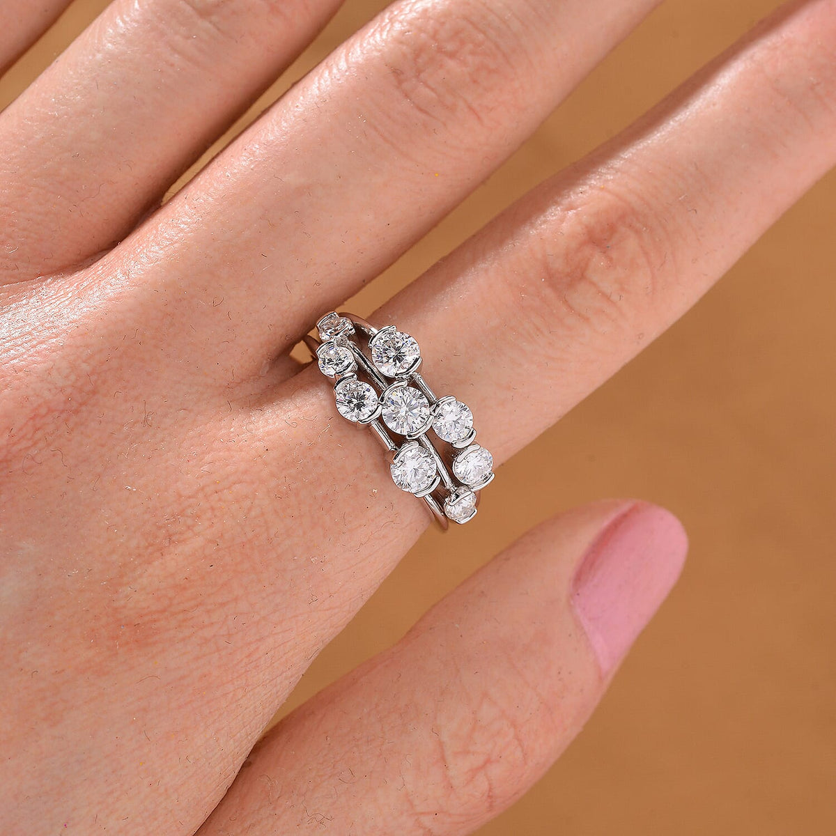 RADIANTA GRA Certified Moissanite D-VVS1 Ring in Rhodium Overlay Sterling Silver 1.68 Ct. 8086530 2