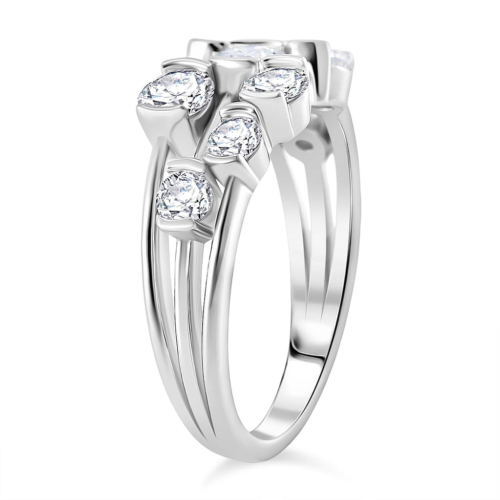 RADIANTA Premium Moissanite GRA Certified (VVS1-D) Moissanite Bubble  Ring in Rhodium Overlay Sterling Silver 1.68 Ct.