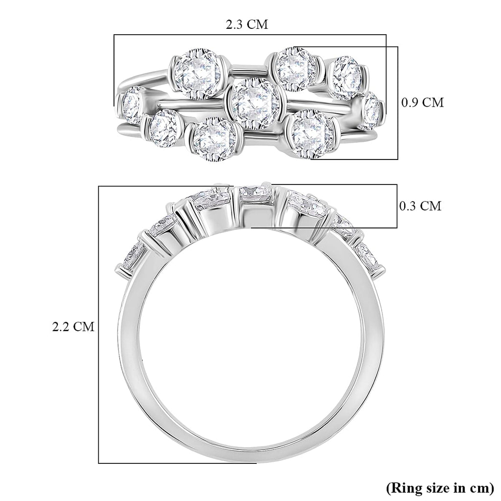 RADIANTA Premium Moissanite GRA Certified (VVS1-D) Moissanite Bubble  Ring in Rhodium Overlay Sterling Silver 1.68 Ct.