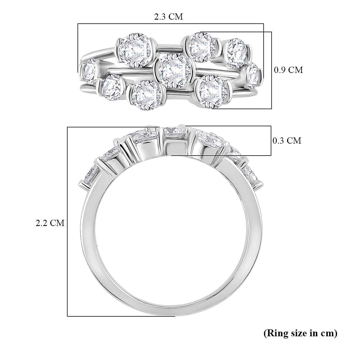 RADIANTA GRA Certified Moissanite D-VVS1 Ring in Rhodium Overlay Sterling Silver 1.68 Ct. 8086530 5