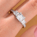 RADIANTA Premium D Colour VVS1 Moissanite GRA Certified Moissanite Ring in Rhodium Overlay Sterling Silver 2.00 Ct.