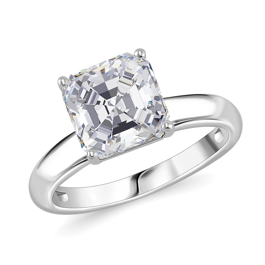 GRA Certified (VVS1-D) PREMIUM Moissanite Ring in Rhodium Overlay Sterling Silver 3.00 Ct.
