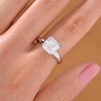 GRA Certified (VVS1-D) PREMIUM Moissanite Ring in Rhodium Overlay Sterling Silver 3.00 Ct.