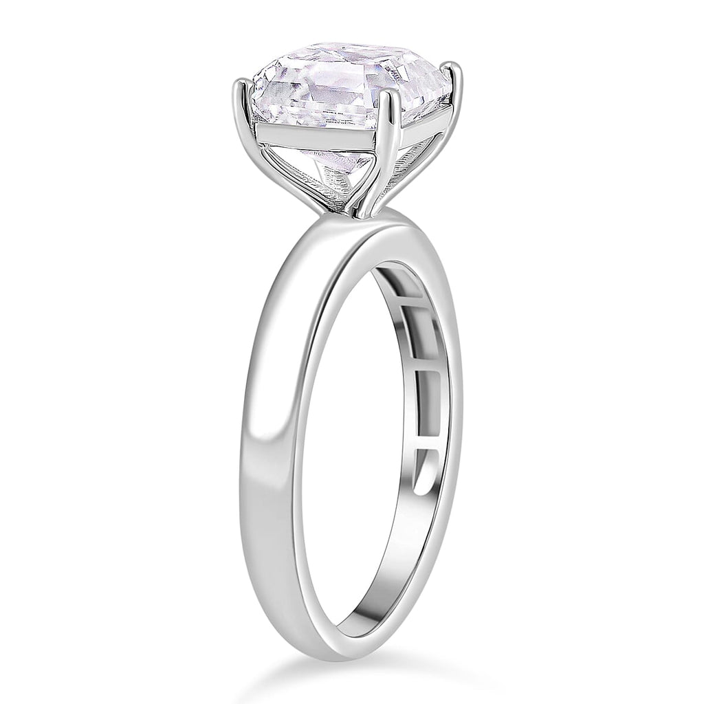 GRA Certified (VVS1-D) PREMIUM Moissanite Ring in Rhodium Overlay Sterling Silver 3.00 Ct.