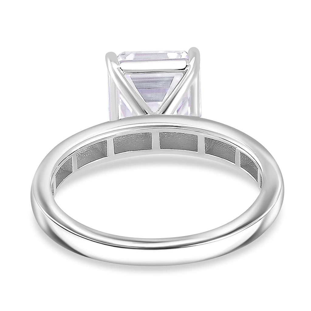 GRA Certified (VVS1-D) PREMIUM Moissanite Ring in Rhodium Overlay Sterling Silver 3.00 Ct.