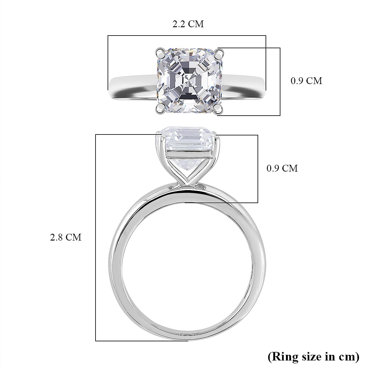 RADIANTA GRA Certified Moissanite D-VVS1 Ring in Rhodium Overlay Sterling Silver 3.00 Ct. 8086411 5