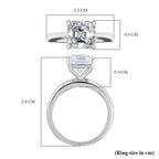 GRA Certified (VVS1-D) PREMIUM Moissanite Ring in Rhodium Overlay Sterling Silver 3.00 Ct.