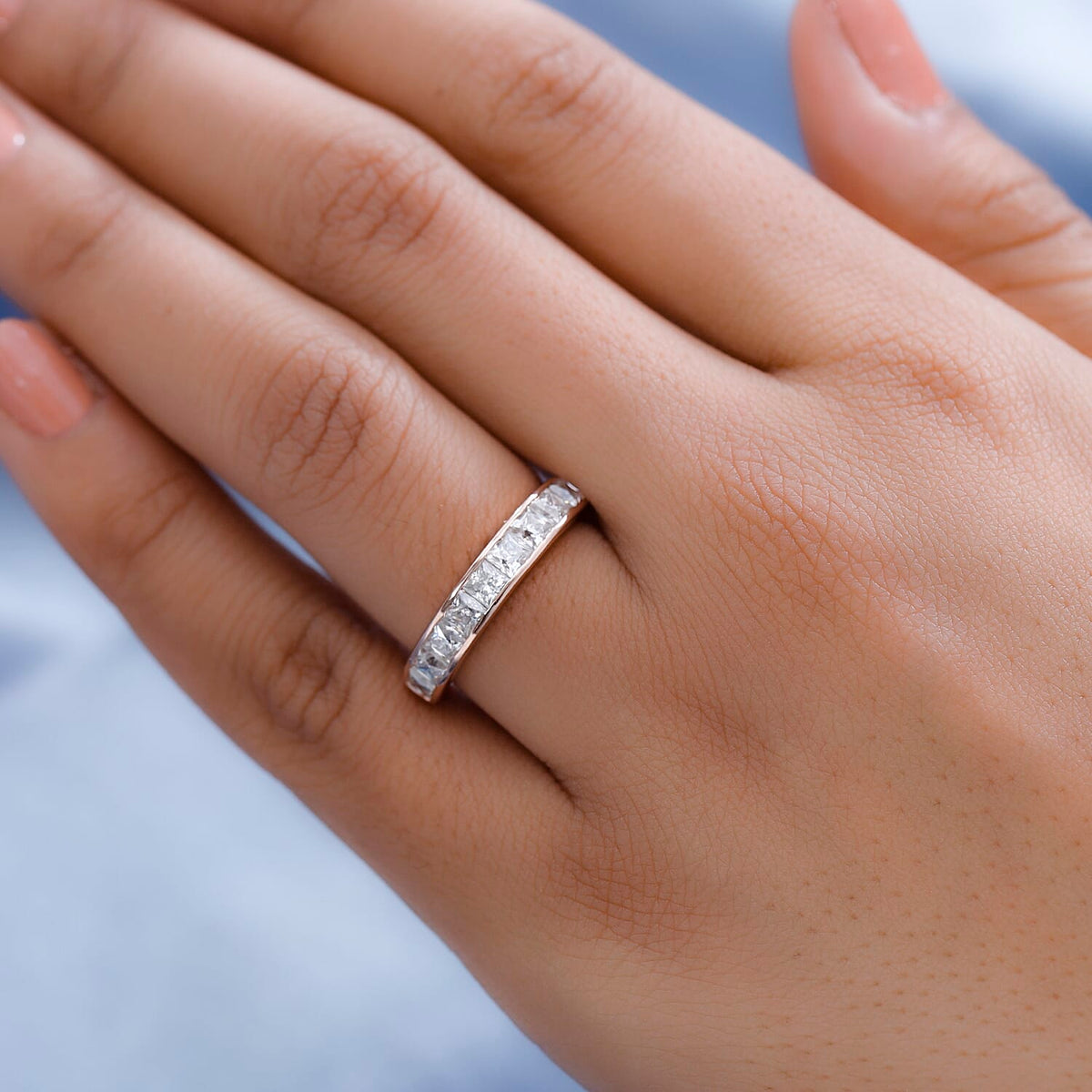 Moissanite Half Eternity Ring in 18K Vermeil Rose Gold Plated Sterling Silver 1.41 Ct. 7505272 0