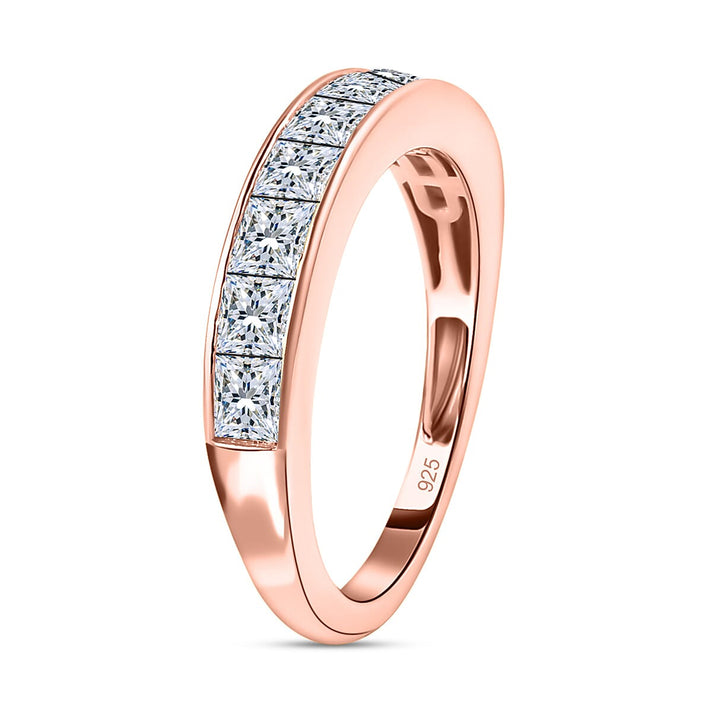 Moissanite Half Eternity Ring in 18K Vermeil Rose Gold Plated Sterling Silver 1.41 Ct. 7505272 2