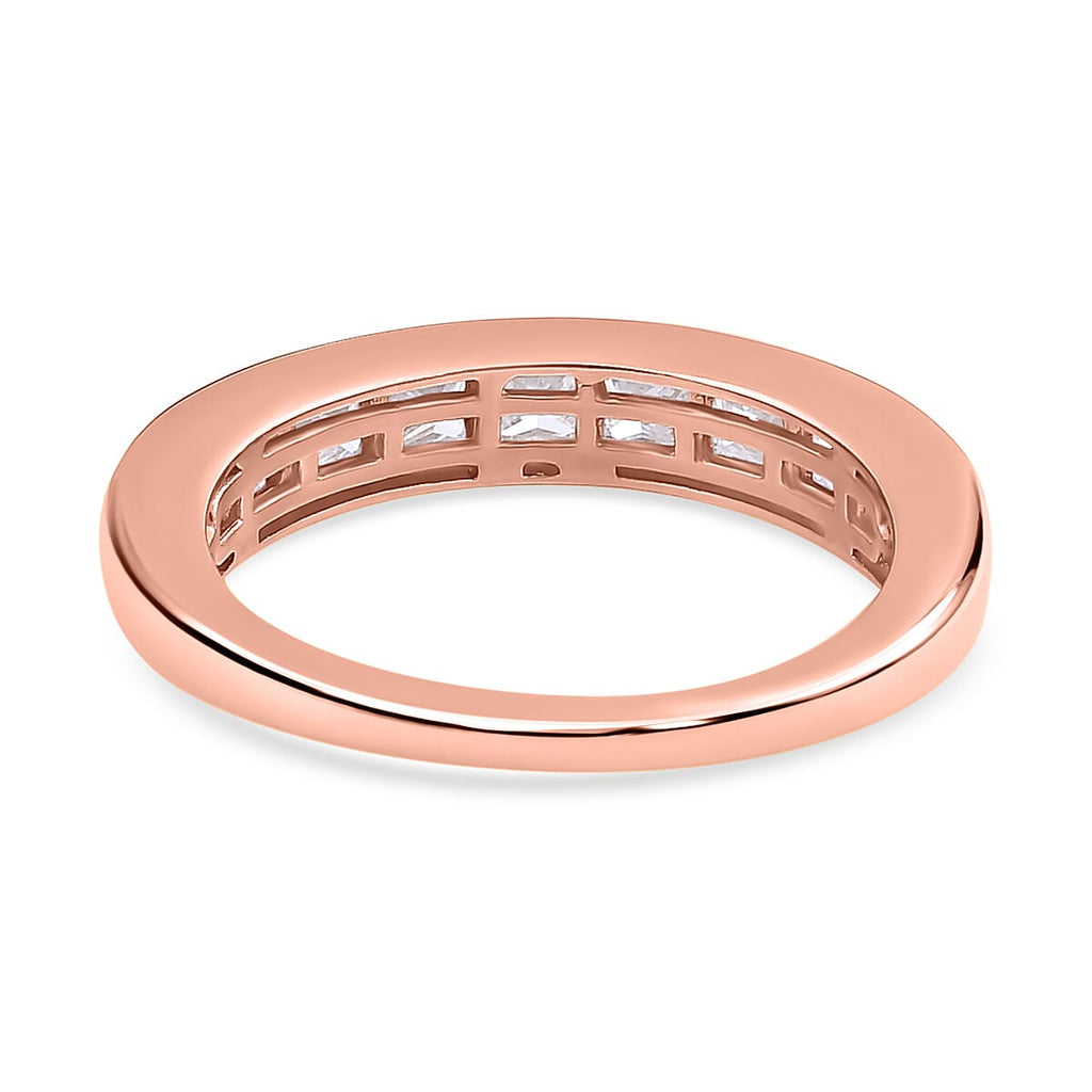 Moissanite Half Eternity Ring in 18K Vermeil Rose Gold Plated Sterling Silver 1.36 Ct.
