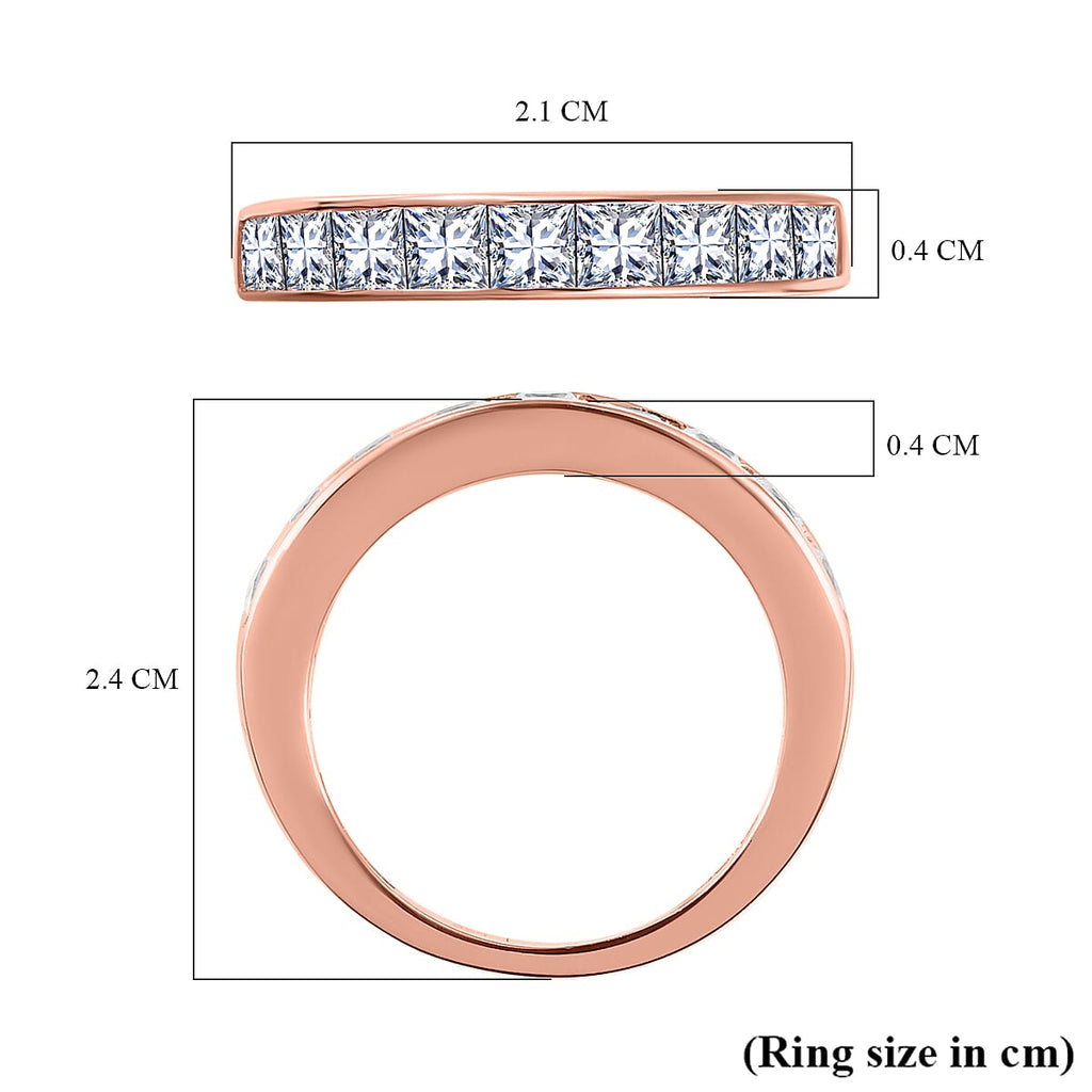 Moissanite Half Eternity Ring in 18K Vermeil Rose Gold Plated Sterling Silver 1.36 Ct.