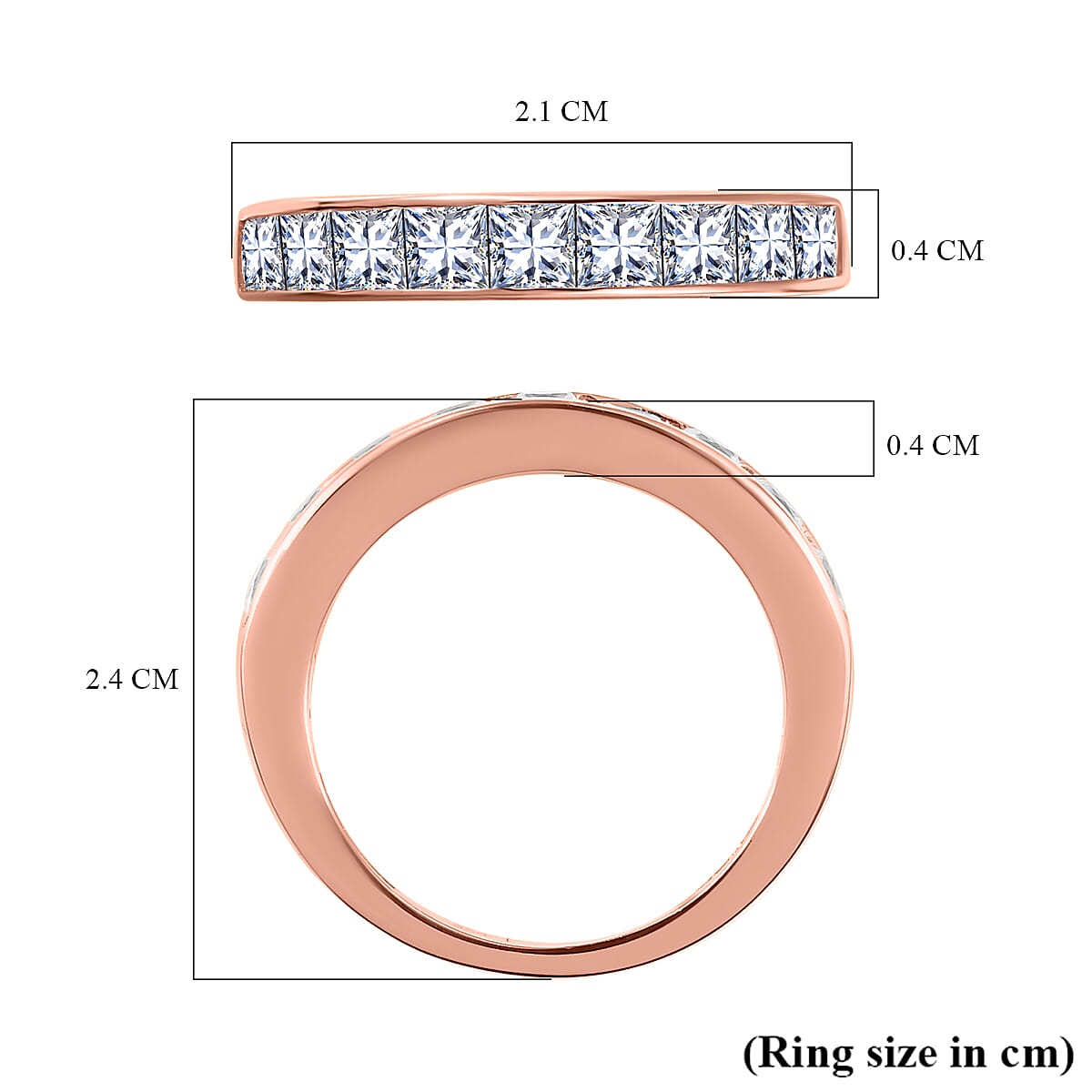 Moissanite Half Eternity Ring in 18K Vermeil Rose Gold Plated Sterling Silver 1.41 Ct. 7505272 4