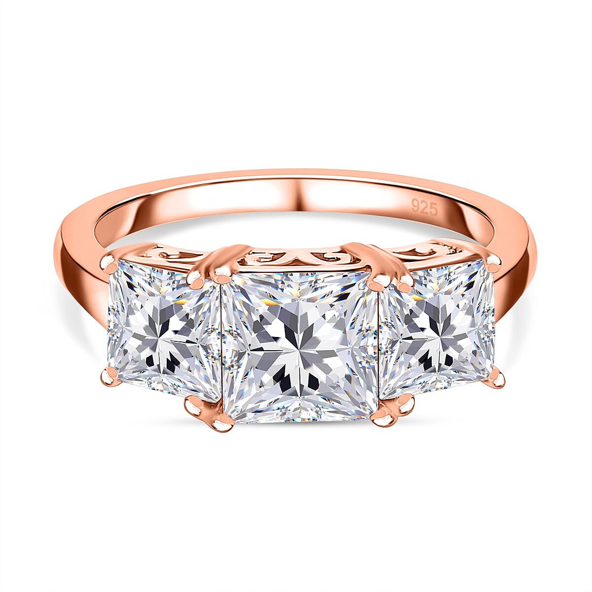 Moissanite 3-Stone Ring in Sterling Silver V32515746 0