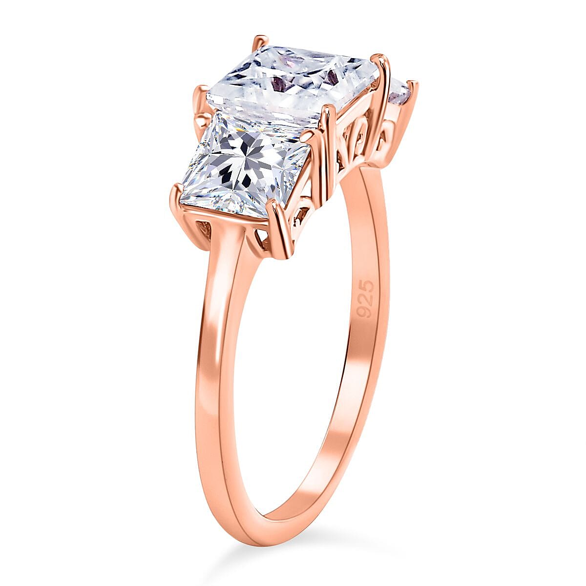 Moissanite 3-Stone Ring in Sterling Silver V32515746 4