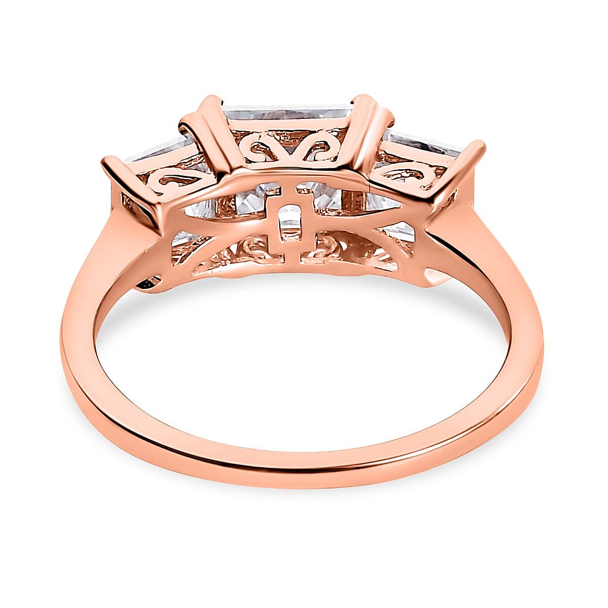 Moissanite 3-Stone Ring in Sterling Silver V32515746 5