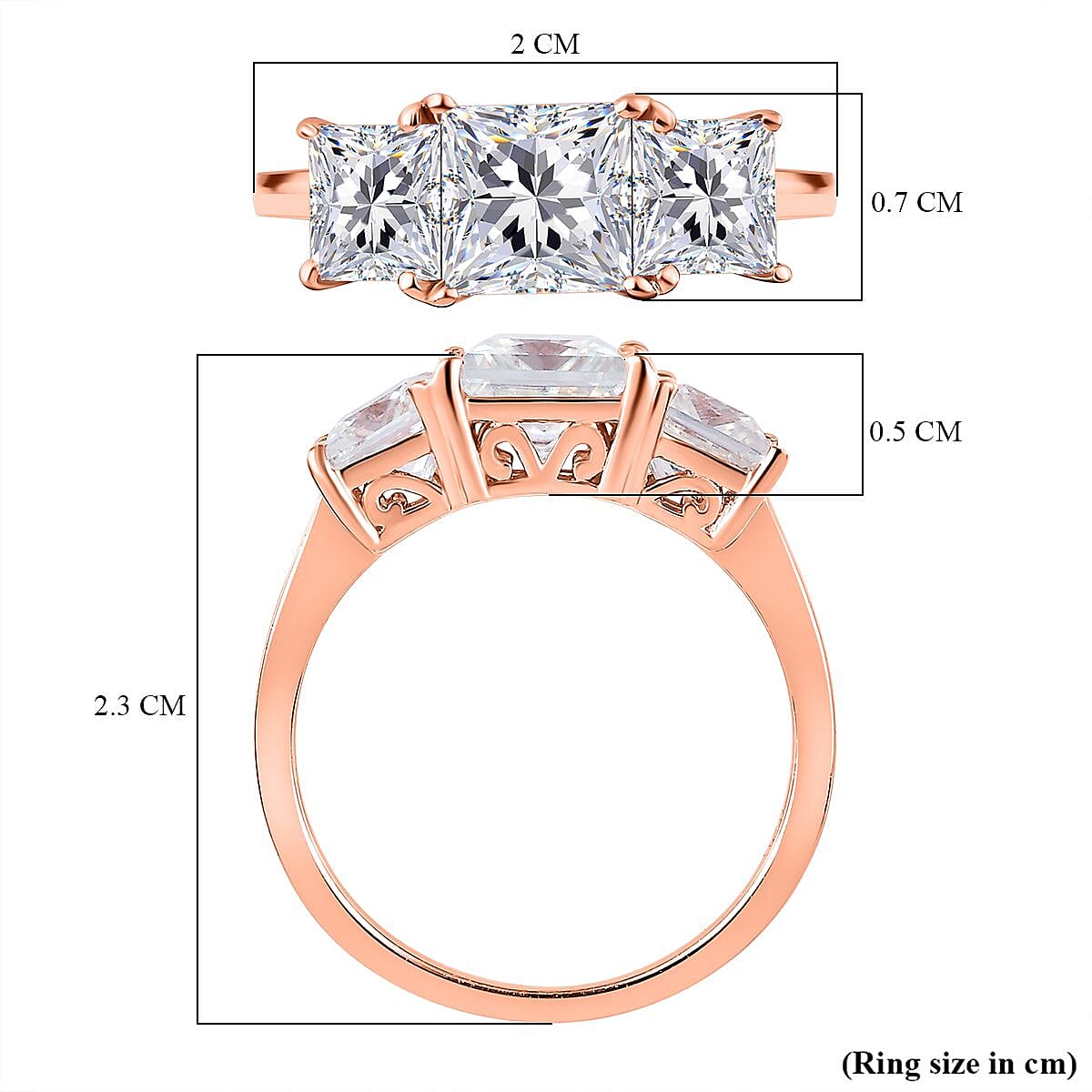 Moissanite 3-Stone Ring in Sterling Silver V32515746 6