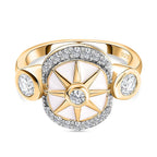 Moissanite Star Ring in 18K Yellow Gold Vermeil Plated Sterling Silver
