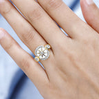 Moissanite Star Ring in 18K Yellow Gold Vermeil Plated Sterling Silver