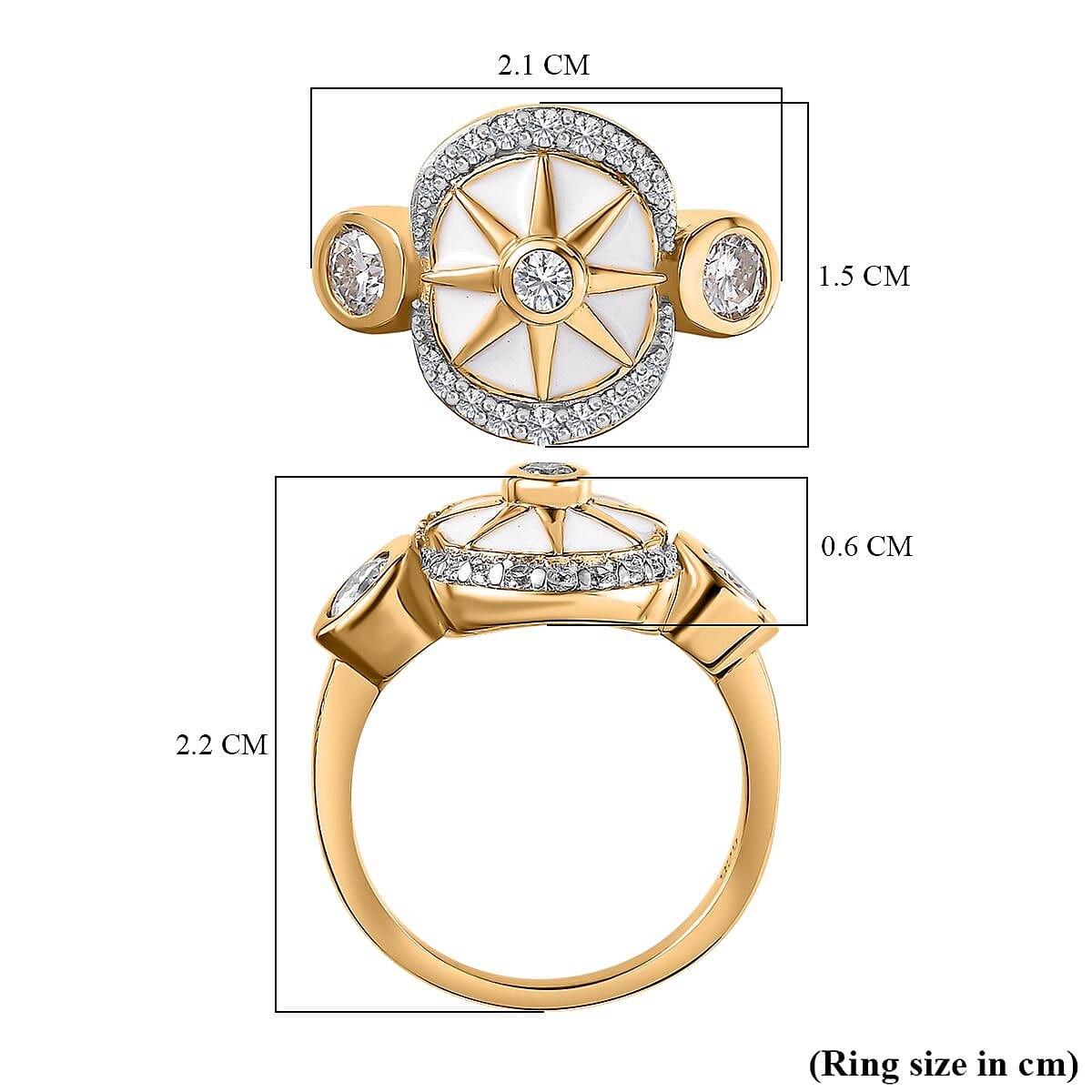 Moissanite Star Ring in 18K Yellow Gold Vermeil Plated Sterling Silver 7618463 5