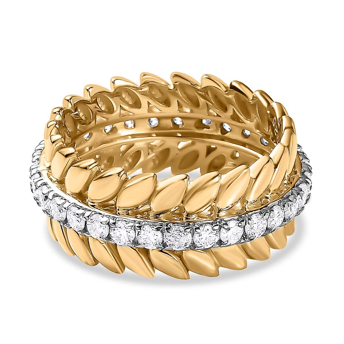 Moissanite Wreath Wedding Band Ring in 18K Yellow Gold Vermeil Plated Sterling Silver 7638671 0