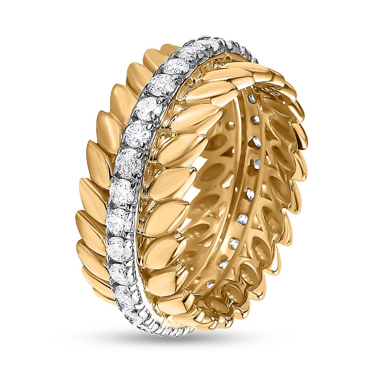 Moissanite Wreath Wedding Band Ring in 18K Yellow Gold Vermeil Plated Sterling Silver 7638671 3