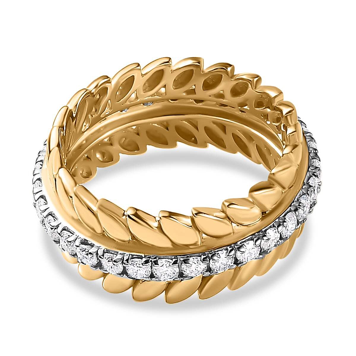 Moissanite Wreath Wedding Band Ring in 18K Yellow Gold Vermeil Plated Sterling Silver 7638671 4