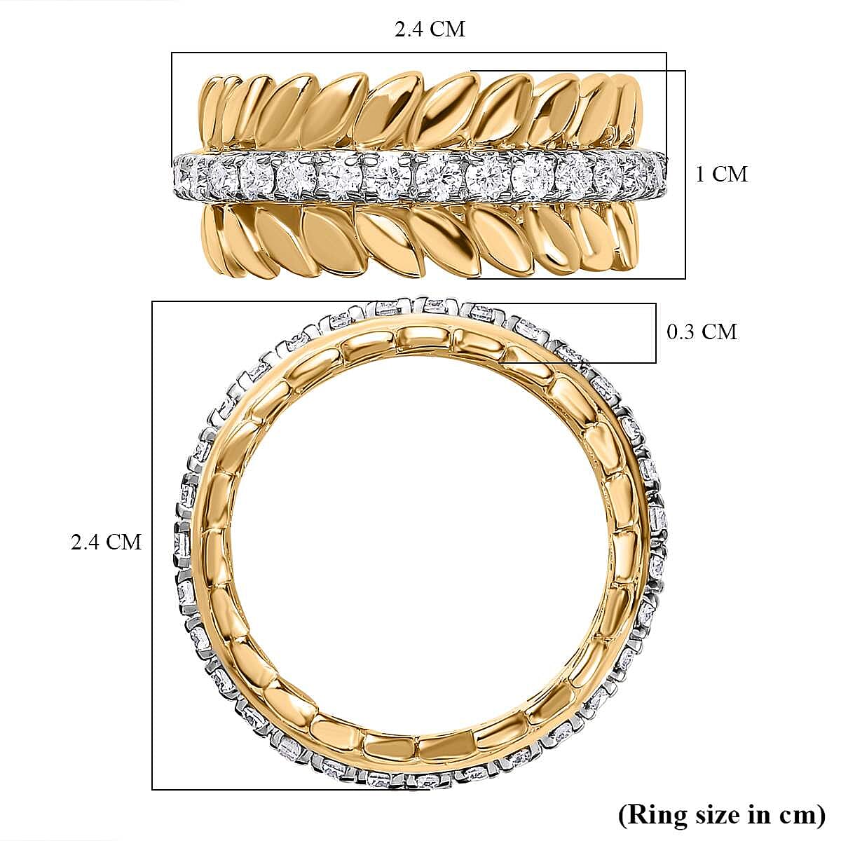 Moissanite Wreath Wedding Band Ring in 18K Yellow Gold Vermeil Plated Sterling Silver 7638671 5