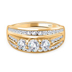 Moissanite Half Eternity Ring in 18K Vermeil Yellow Gold Plated Sterling Silver 1.21 Ct