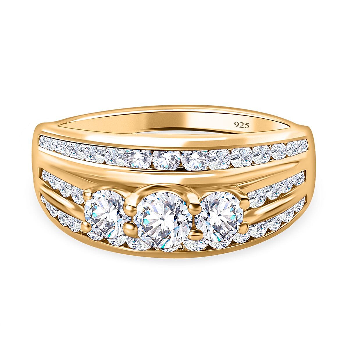 Moissanite Half Eternity Ring in 18K Vermeil Yellow Gold Plated Sterling Silver 1.21 Ct 7649161 0
