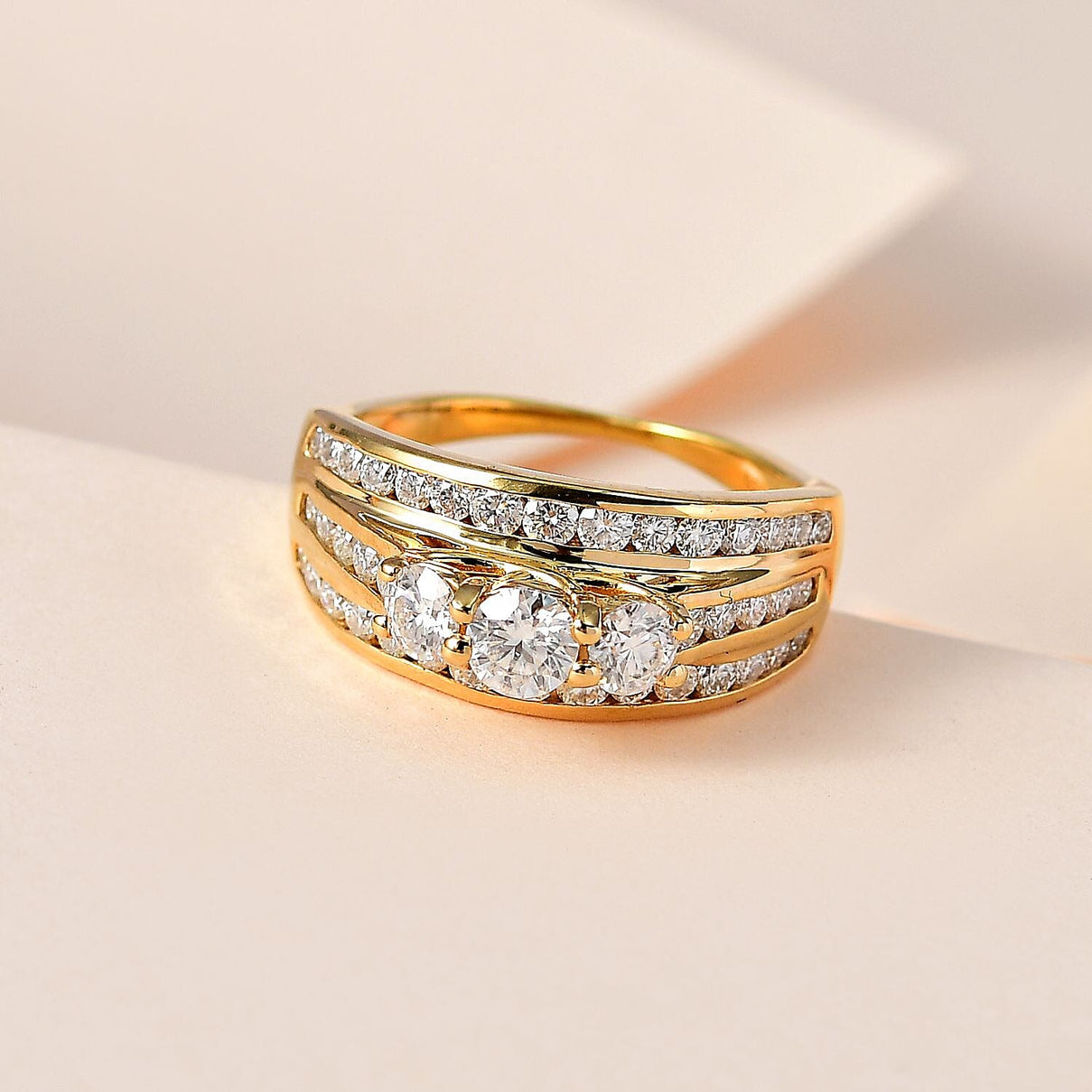 Moissanite Half Eternity Ring in 18K Vermeil Yellow Gold Plated Sterling Silver 1.21 Ct 7649161 2