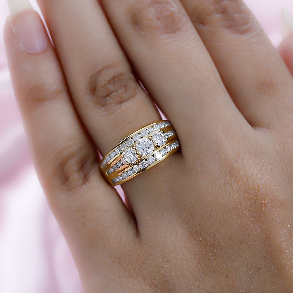 Moissanite Half Eternity Ring in 18K Vermeil Yellow Gold Plated Sterling Silver 1.21 Ct 7649161 3