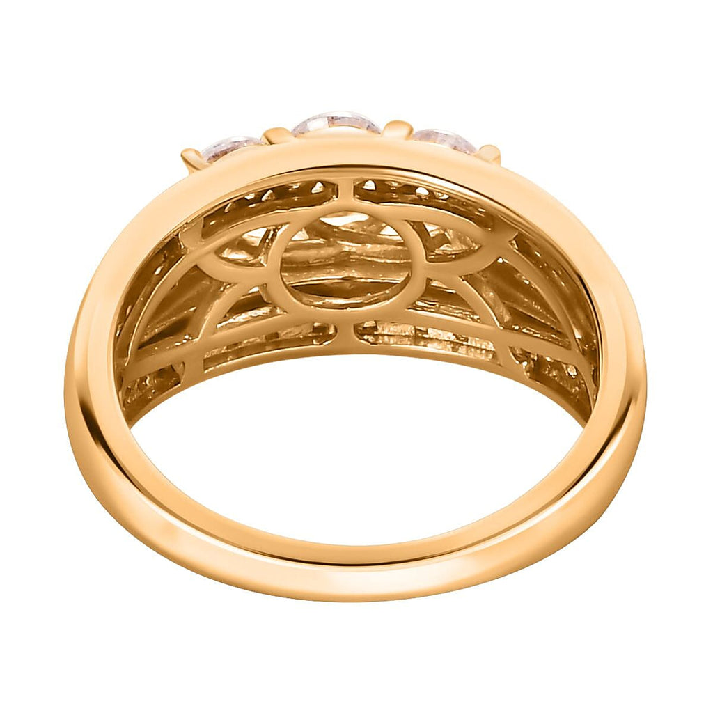 Moissanite Half Eternity Ring in 18K Vermeil Yellow Gold Plated Sterling Silver 1.21 Ct