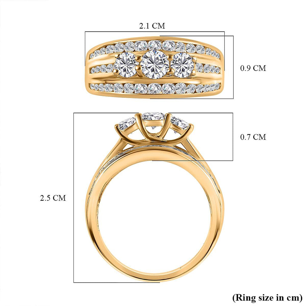 Moissanite Half Eternity Ring in 18K Vermeil Yellow Gold Plated Sterling Silver 1.21 Ct