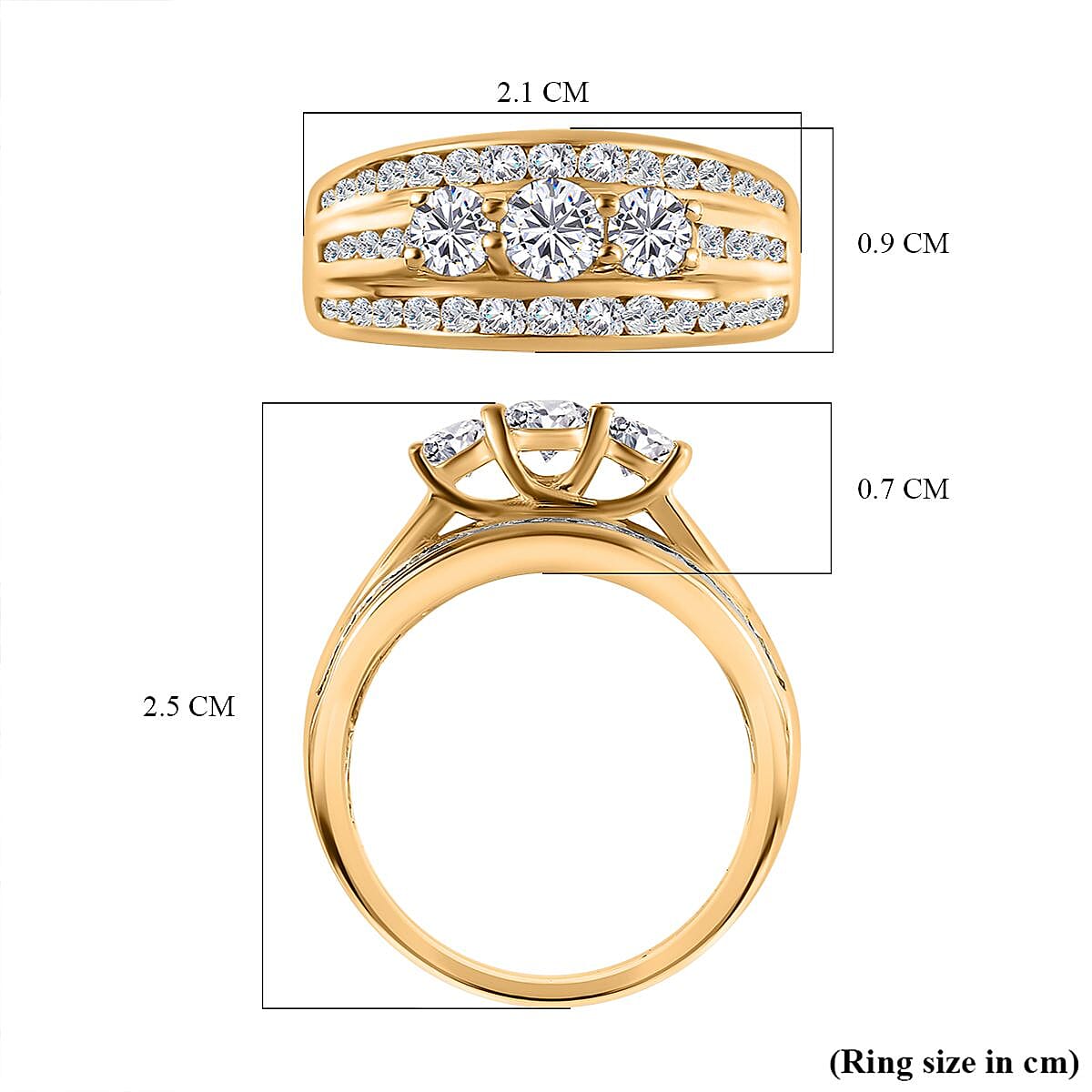 Moissanite Half Eternity Ring in 18K Vermeil Yellow Gold Plated Sterling Silver 1.21 Ct 7649161 6