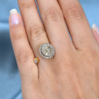 Moissanite Sunflower Spinner Adjustable Ring in 18K Vermeil Yellow Gold Plated Sterling Silver 1.24 Ct.