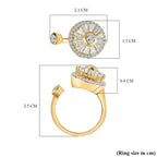 Moissanite Sunflower Spinner Adjustable Ring in 18K Vermeil Yellow Gold Plated Sterling Silver 1.24 Ct.