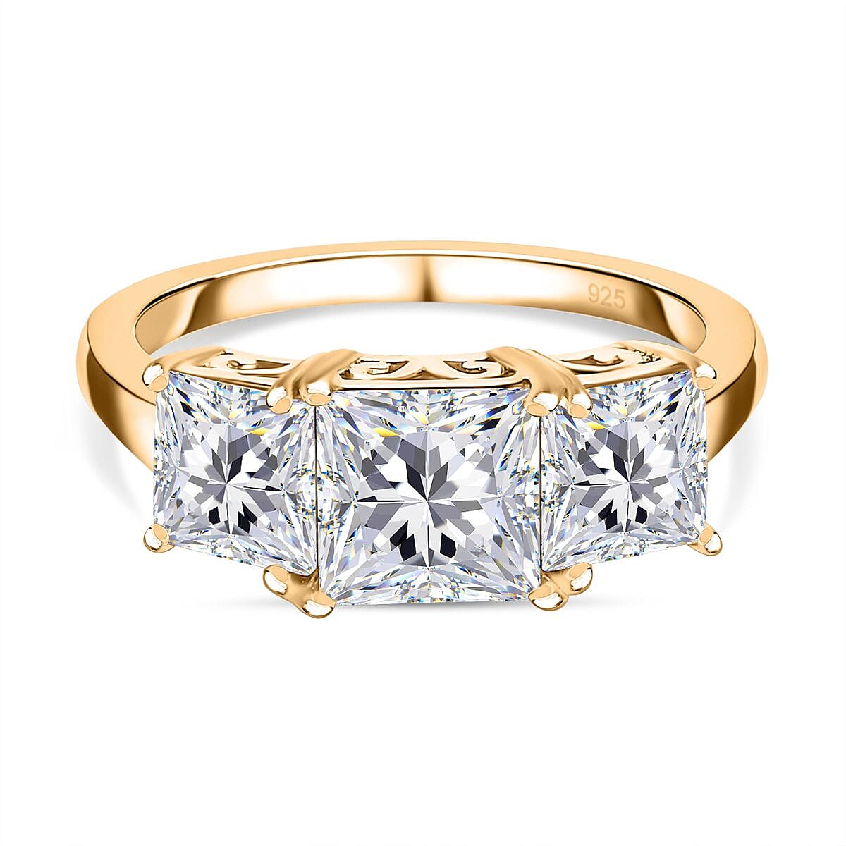 Moissanite 3-Stone Ring in Sterling Silver 7505244 0